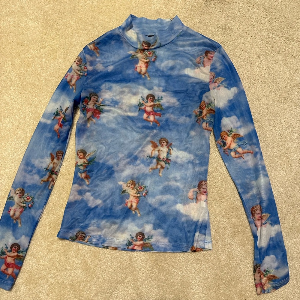 Mesh Women’s Angel Cherub Renaissance Art Top